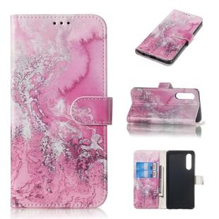 Colored Drawing Marble Pattern Horizontal Flip PU Leather Case with Holder & Card Slots & Wallet For Huawei P30(Seawater)