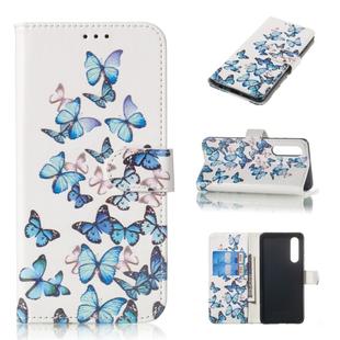 Colored Drawing Marble Pattern Horizontal Flip PU Leather Case with Holder & Card Slots & Wallet For Huawei P30(Little Butterflies)