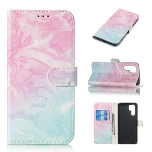Colored Drawing Marble Pattern Horizontal Flip PU Leather Case with Holder & Card Slots & Wallet For Huawei P30 Pro(Pink Green)