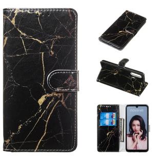 Colored Drawing Marble Pattern Horizontal Flip PU Leather Case with Holder & Card Slots & Wallet For Huawei P30 Lite / Nova 4e(Black Gold)