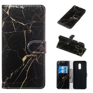 Colored Drawing Marble Pattern Horizontal Flip PU Leather Case with Holder & Card Slots & Wallet For OnePlus 7(Black Gold)