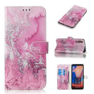 Colored Drawing Marble Pattern Horizontal Flip PU Leather Case with Holder & Card Slots & Wallet For Galaxy A7 (2018)(Seawater)
