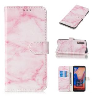 Colored Drawing Marble Pattern Horizontal Flip PU Leather Case with Holder & Card Slots & Wallet For Galaxy A7 (2018)(Pink)
