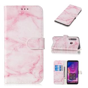 Colored Drawing Marble Pattern Horizontal Flip PU Leather Case with Holder & Card Slots & Wallet For Galaxy A9 (2018)(Pink Green)