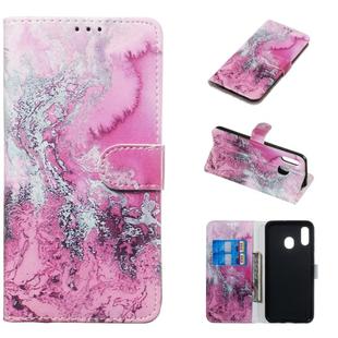 Colored Drawing Marble Pattern Horizontal Flip PU Leather Case with Holder & Card Slots & Wallet For Galaxy A20e(Seawater)