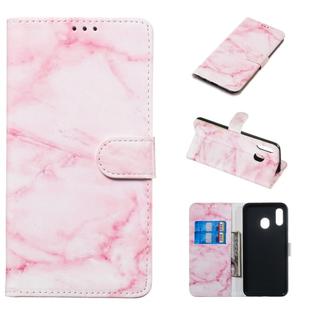 Colored Drawing Marble Pattern Horizontal Flip PU Leather Case with Holder & Card Slots & Wallet For Galaxy A20e(Pink)