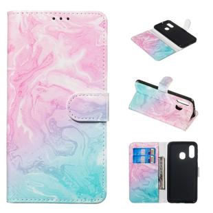 Colored Drawing Marble Pattern Horizontal Flip PU Leather Case with Holder & Card Slots & Wallet For Galaxy A40(Pink Green)