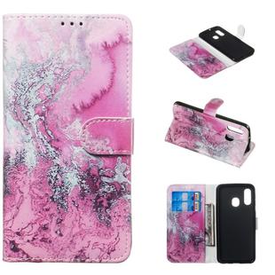 Colored Drawing Marble Pattern Horizontal Flip PU Leather Case with Holder & Card Slots & Wallet For Galaxy A40(Seawater)