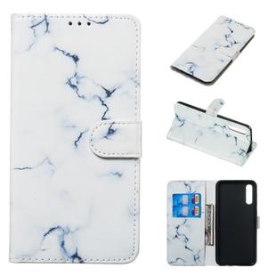 Colored Drawing Marble Pattern Horizontal Flip PU Leather Case with Holder & Card Slots & Wallet For Galaxy A50(White)