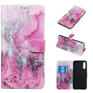 Colored Drawing Marble Pattern Horizontal Flip PU Leather Case with Holder & Card Slots & Wallet For Galaxy A50(Seawater)