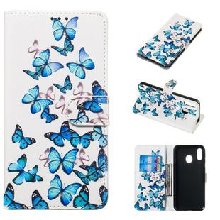 Colored Drawing Marble Pattern Horizontal Flip PU Leather Case with Holder & Card Slots & Wallet For Galaxy M20(Little Butterflies)