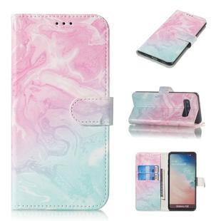 Colored Drawing Marble Pattern Horizontal Flip PU Leather Case with Holder & Card Slots & Wallet For Galaxy S10(Pink Green)