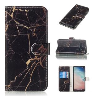 Colored Drawing Marble Pattern Horizontal Flip PU Leather Case with Holder & Card Slots & Wallet For Galaxy S10 5G(Black Gold)