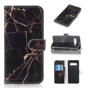 Colored Drawing Marble Pattern Horizontal Flip PU Leather Case with Holder & Card Slots & Wallet For Galaxy S10+(Black Gold)