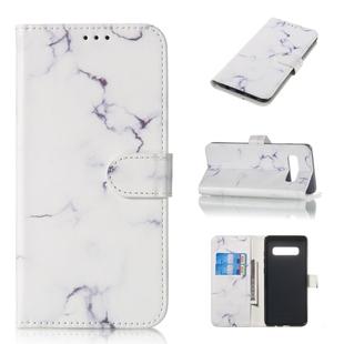 Colored Drawing Marble Pattern Horizontal Flip PU Leather Case with Holder & Card Slots & Wallet For Galaxy S10+(White)