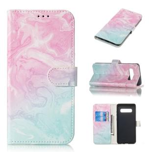 Colored Drawing Marble Pattern Horizontal Flip PU Leather Case with Holder & Card Slots & Wallet For Galaxy S10+(Pink Green)