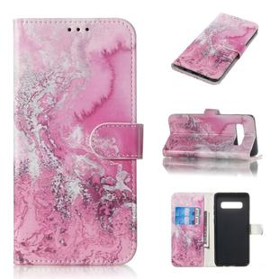 Colored Drawing Marble Pattern Horizontal Flip PU Leather Case with Holder & Card Slots & Wallet For Galaxy S10+(Seawater)