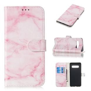 Colored Drawing Marble Pattern Horizontal Flip PU Leather Case with Holder & Card Slots & Wallet For Galaxy S10+(Pink)