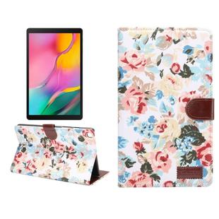 Dibase Flower Pattern Cloth Surface Horizontal Flip PC + PU Leather Case with Holder & Card Slots & Sleep / Wake-up Function For Galaxy Tab A 8.0 inch (2019) / T290 / T295(White)
