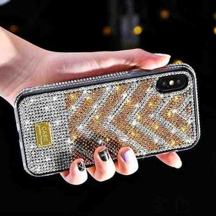 For iPhone X / XS TPU + Epoxy Gradient Diamond Series Phone Protective Case(Gold)