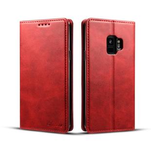 Suteni Calf Texture Horizontal Flip Leather Case with Holder & Card Slots & Wallet for Galaxy S9(Red)