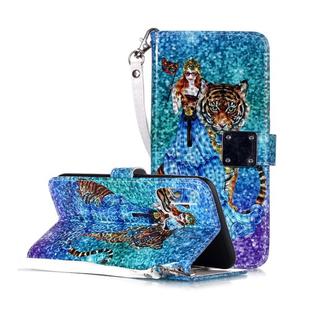 Magic 3D Bright Coloured Drawing Pattern Horizontal Flip PU Leather Case with Holder & Card Slots & Wallet & Photo Frame for Huawei P20 Lite(Beauty and Tiger)