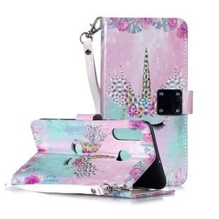 Magic 3D Bright Coloured Drawing Pattern Horizontal Flip PU Leather Case with Holder & Card Slots & Wallet & Photo Frame for Huawei P30 Lite(Unicorn Horns)