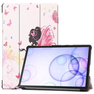 Colored Drawing Horizontal Flip Leather Case with Three-folding Holder & Sleep / Wake-up Function for Galaxy Tab S6 T860 / T865(Elf Girl)