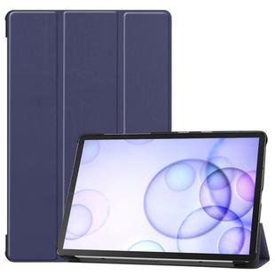 Custer Texture Horizontal Flip Leather Case with Three-folding Holder & Sleep / Wake-up Function for Galaxy Tab S6 T860 / T865(Dark Blue)