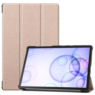 Custer Texture Horizontal Flip Leather Case with Three-folding Holder & Sleep / Wake-up Function for Galaxy Tab S6 T860 / T865(Gold)