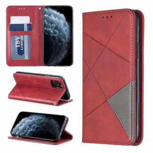 For iPhone 11 Pro Rhombus Texture Horizontal Flip Magnetic Leather Casewith Holder & Card Slots & Wallet (Red)