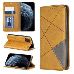 For iPhone 11 Pro Rhombus Texture Horizontal Flip Magnetic Leather Casewith Holder & Card Slots & Wallet (Yellow)