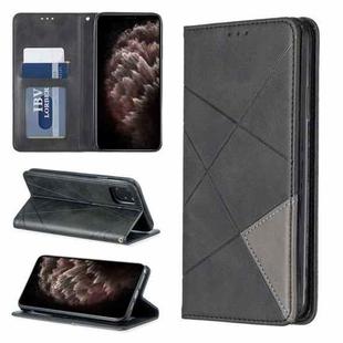 For iPhone 11 Pro Max Rhombus Texture Horizontal Flip Magnetic Leather Case with Holder & Card Slots & Wallet (Black)