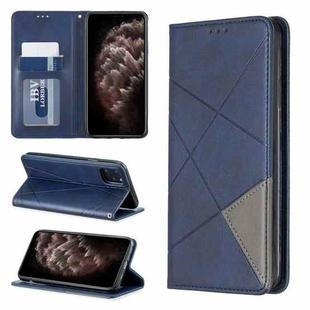 For iPhone 11 Pro Max Rhombus Texture Horizontal Flip Magnetic Leather Case with Holder & Card Slots & Wallet (Blue)