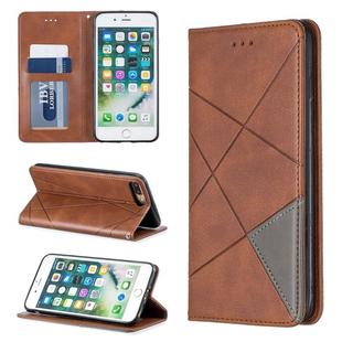 Rhombus Texture Horizontal Flip Magnetic Leather Case with Holder & Card Slots & Wallet For iPhone 8 Plus & 7 Plus(Brown)