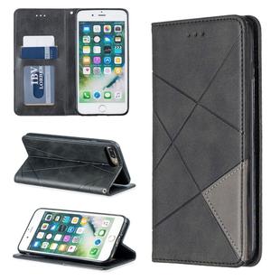 Rhombus Texture Horizontal Flip Magnetic Leather Case with Holder & Card Slots & Wallet For iPhone 8 Plus & 7 Plus(Black)