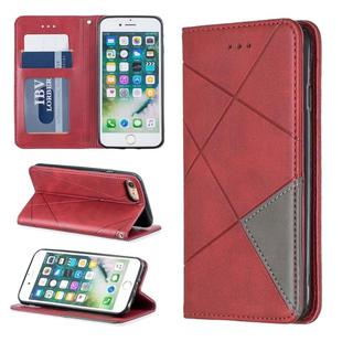 Rhombus Texture Horizontal Flip Magnetic Leather Case with Holder & Card Slots & Wallet For iPhone SE 2020 & 8 & 7(Red)