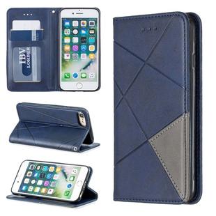Rhombus Texture Horizontal Flip Magnetic Leather Case with Holder & Card Slots & Wallet For iPhone SE 2020 & 8 & 7(Blue)