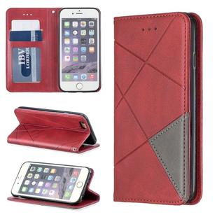 Rhombus Texture Horizontal Flip Magnetic Leather Case with Holder & Card Slots & Wallet For iPhone 6 & 6s(Red)