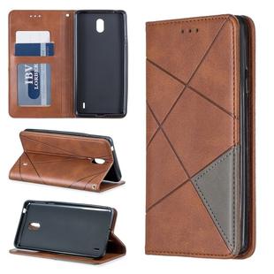 Rhombus Texture Horizontal Flip Magnetic Leather Case with Holder & Card Slots & Wallet For Nokia 1 Plus(Brown)