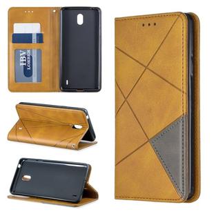 Rhombus Texture Horizontal Flip Magnetic Leather Case with Holder & Card Slots & Wallet For Nokia 1 Plus(Yellow)
