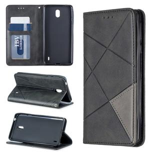 Rhombus Texture Horizontal Flip Magnetic Leather Case with Holder & Card Slots & Wallet For Nokia 1 Plus(Black)