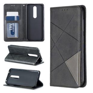 Rhombus Texture Horizontal Flip Magnetic Leather Case with Holder & Card Slots & Wallet For Nokia 4.2(Black)