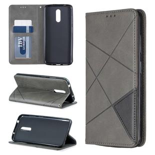 Rhombus Texture Horizontal Flip Magnetic Leather Case with Holder & Card Slots & Wallet For Nokia 3.2(Grey)