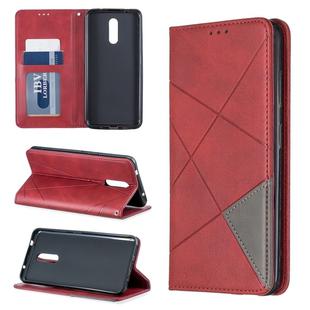 Rhombus Texture Horizontal Flip Magnetic Leather Case with Holder & Card Slots & Wallet For Nokia 3.2(Red)