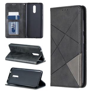 Rhombus Texture Horizontal Flip Magnetic Leather Case with Holder & Card Slots & Wallet For Nokia 3.2(Black)