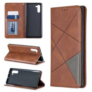 Rhombus Texture Horizontal Flip Magnetic Leather Case with Holder & Card Slots & Wallet For Galaxy Note10(Brown)