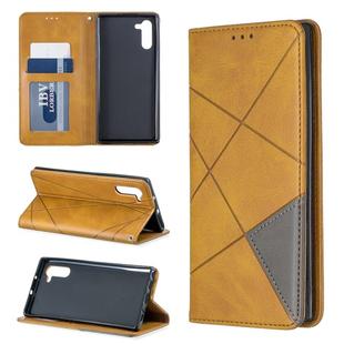 Rhombus Texture Horizontal Flip Magnetic Leather Case with Holder & Card Slots & Wallet For Galaxy Note10(Yellow)