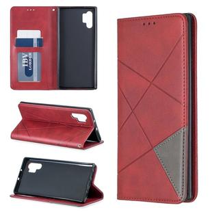 Rhombus Texture Horizontal Flip Magnetic Leather Case with Holder & Card Slots & Wallet For Galaxy Note10+(Red)