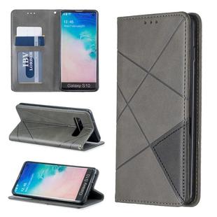 Rhombus Texture Horizontal Flip Magnetic Leather Case with Holder & Card Slots & Wallet For Galaxy S10(Grey)